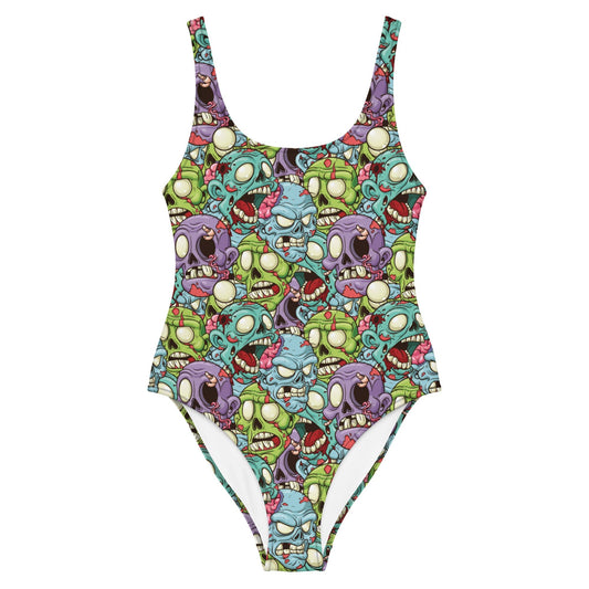 Cartoon Zombie One - Piece Swimsuit - Graphic Punks