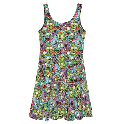 Cartoon Zombie Skater Dress - Graphic Punks