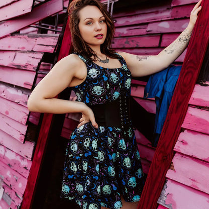Cat Skull Skater Dress - Graphic Punks