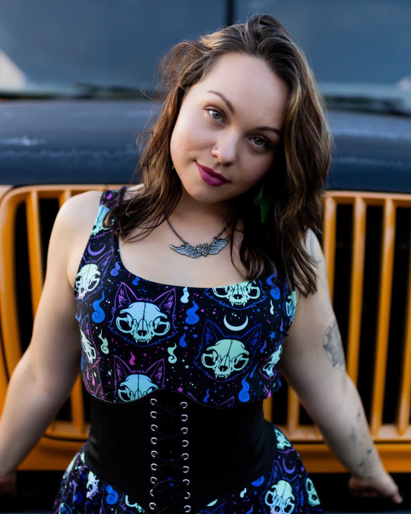 Cat Skull Skater Dress - Graphic Punks
