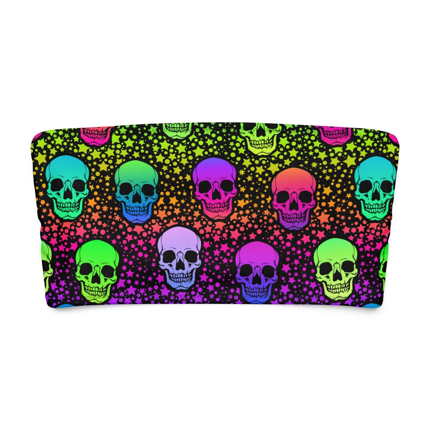 Colorful Skull Bandeau Bikini Top - Graphic Punks