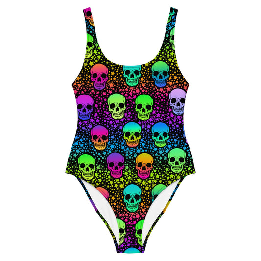 Colorful Skull One - Piece Swimsuit - Graphic Punks