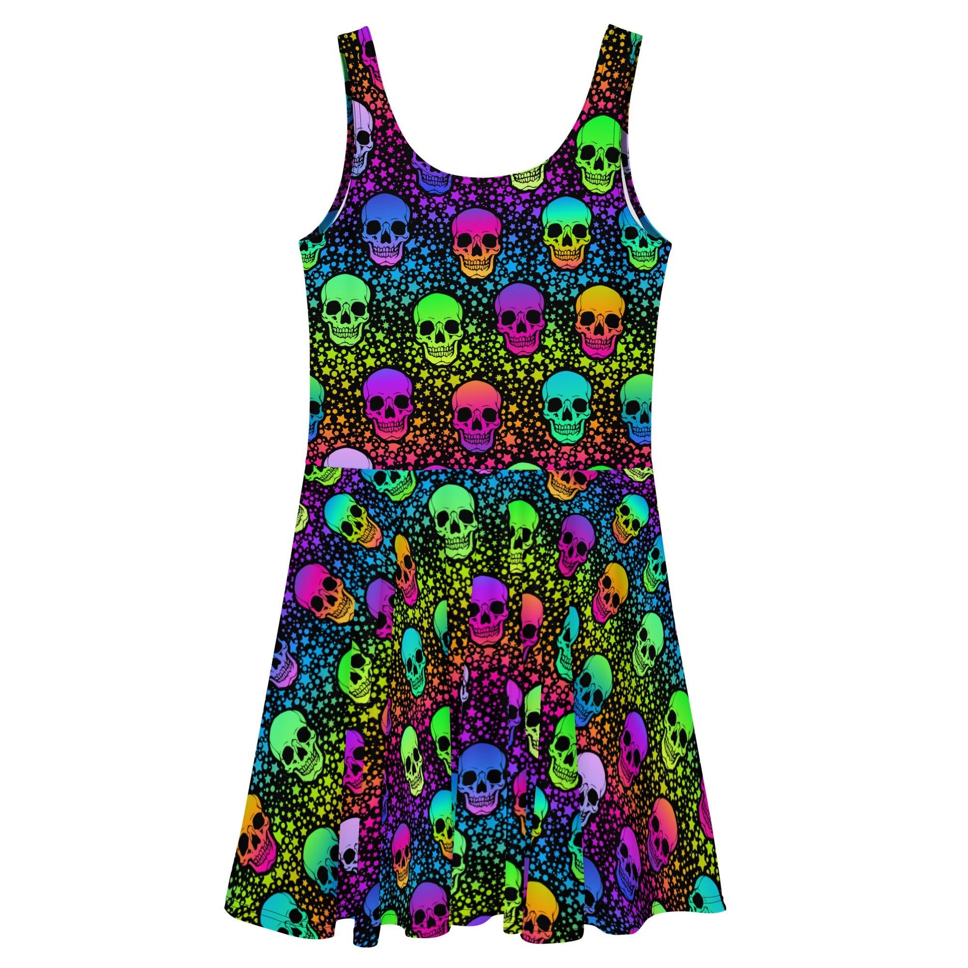 Colorful Skull Skater Dress - Graphic Punks