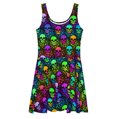 Colorful Skull Skater Dress - Graphic Punks