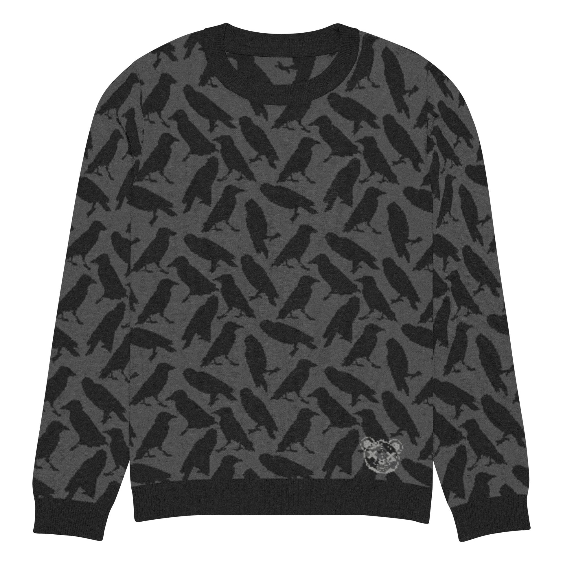 Crow Knitted Crew Neck Sweater - Graphic Punks