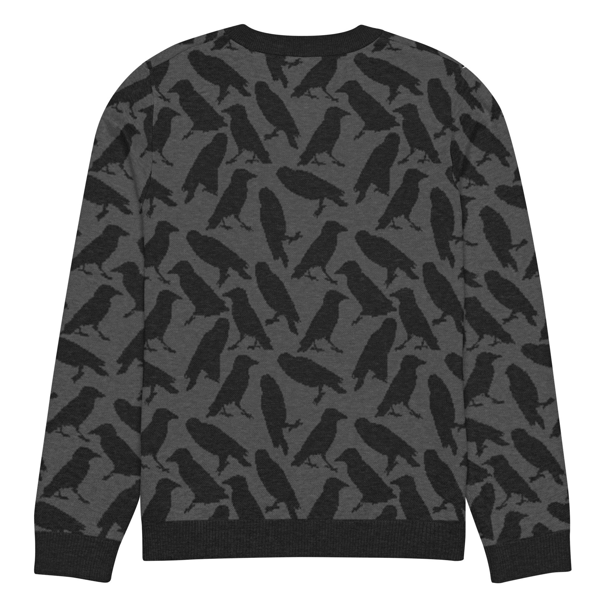 Crow Knitted Crew Neck Sweater - Graphic Punks