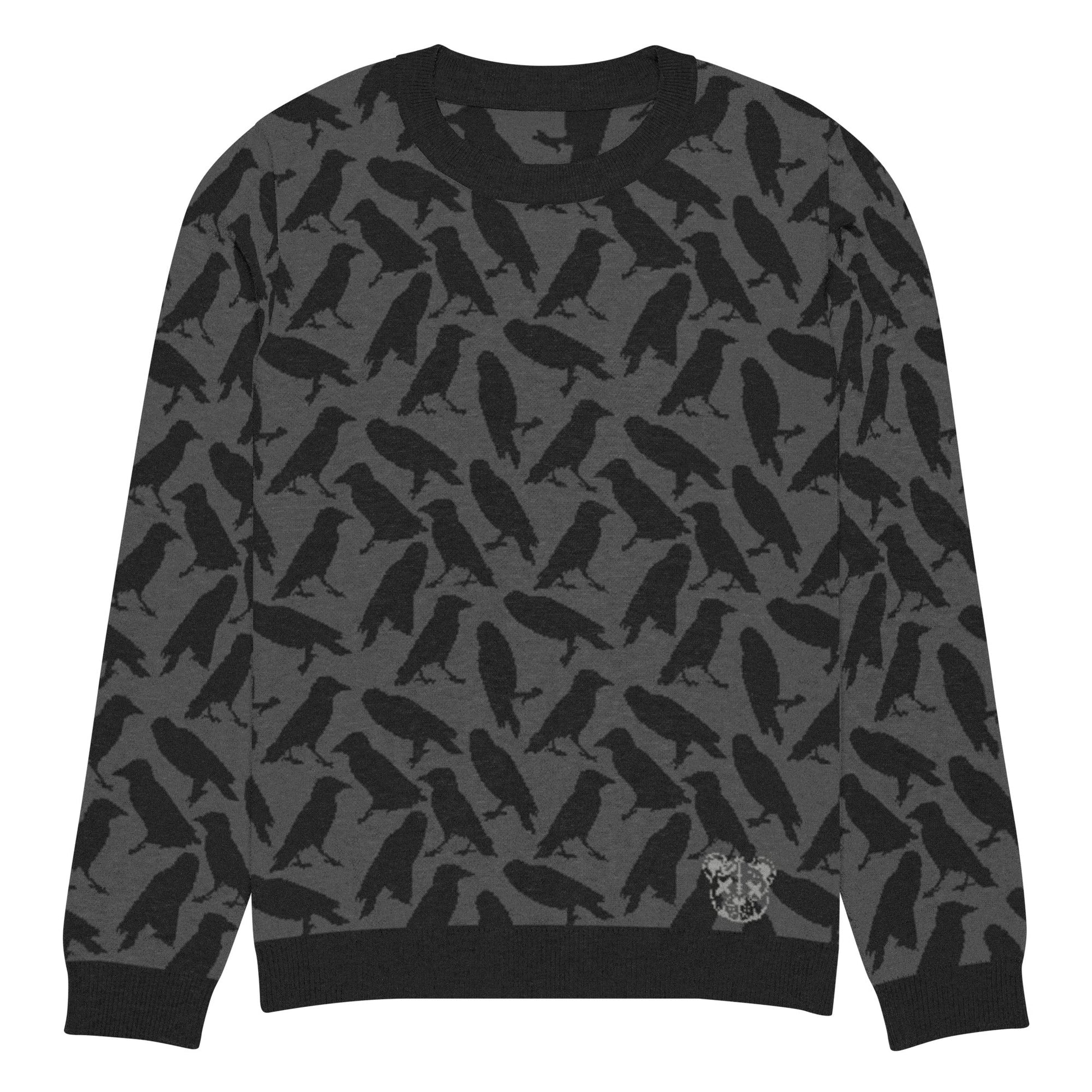 Crow Knitted Crew Neck Sweater - Graphic Punks