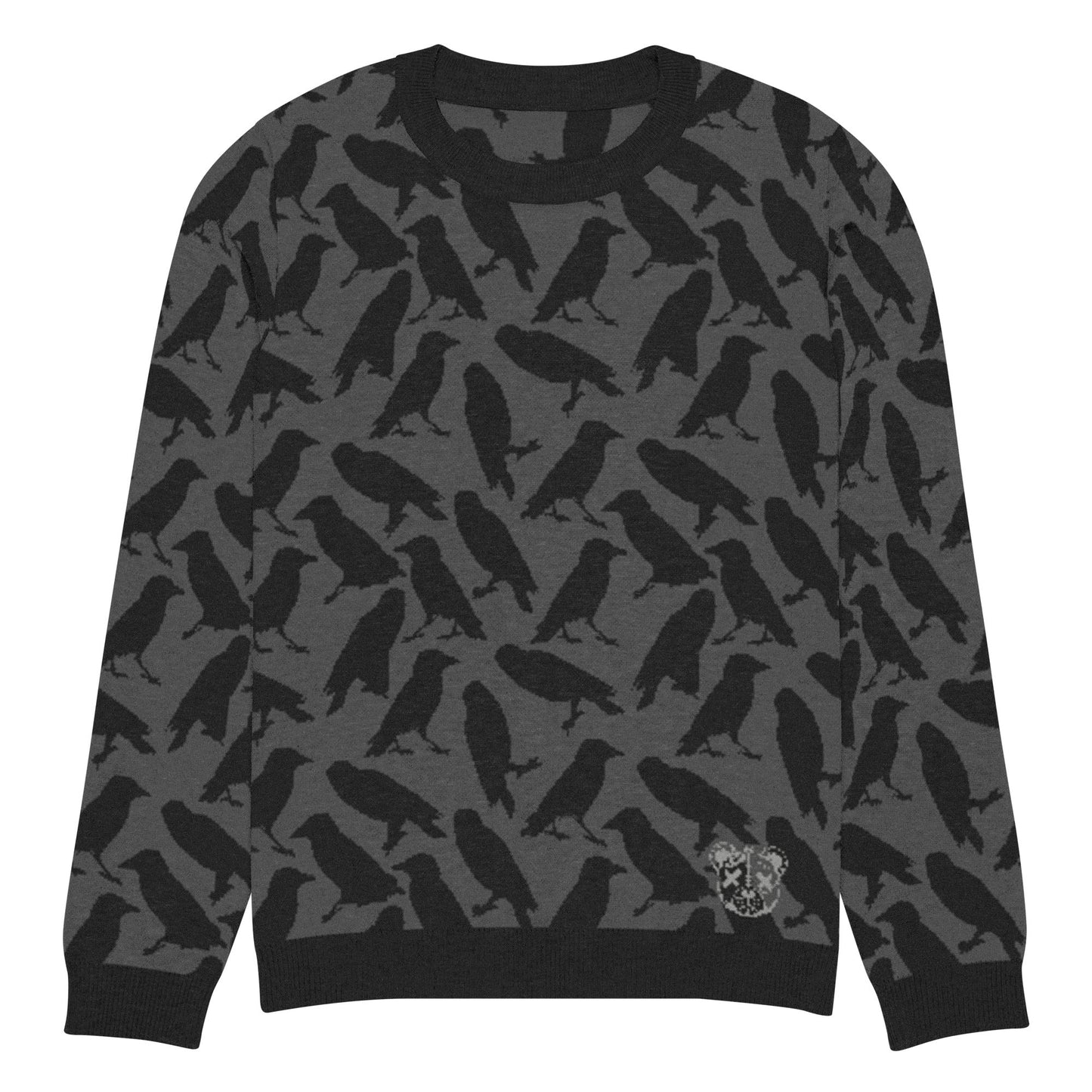 Crow Knitted Crew Neck Sweater - Graphic Punks