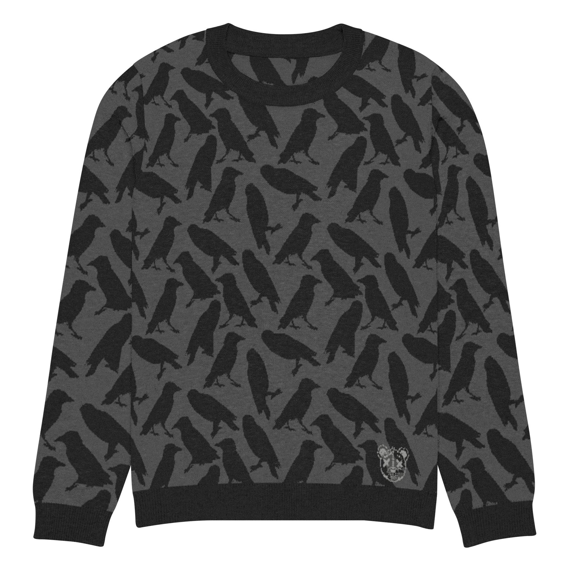 Crow Knitted Crew Neck Sweater - Graphic Punks