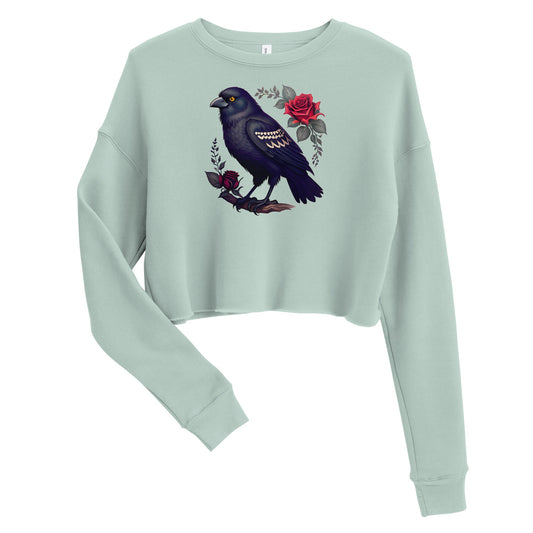 Crow & Roses Crop Sweatshirt - Graphic Punks