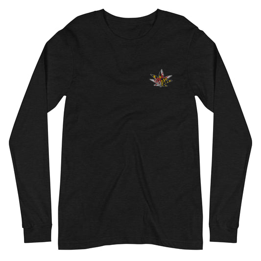 Embroidered Maryland Flag Marijuana Leaf Unisex Long Sleeve Tee - Graphic Punks