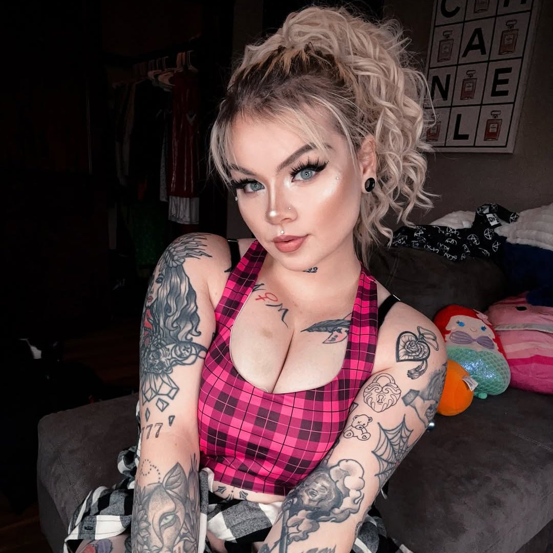 Emo Pink Plaid Longline Sports Bra - Graphic Punks