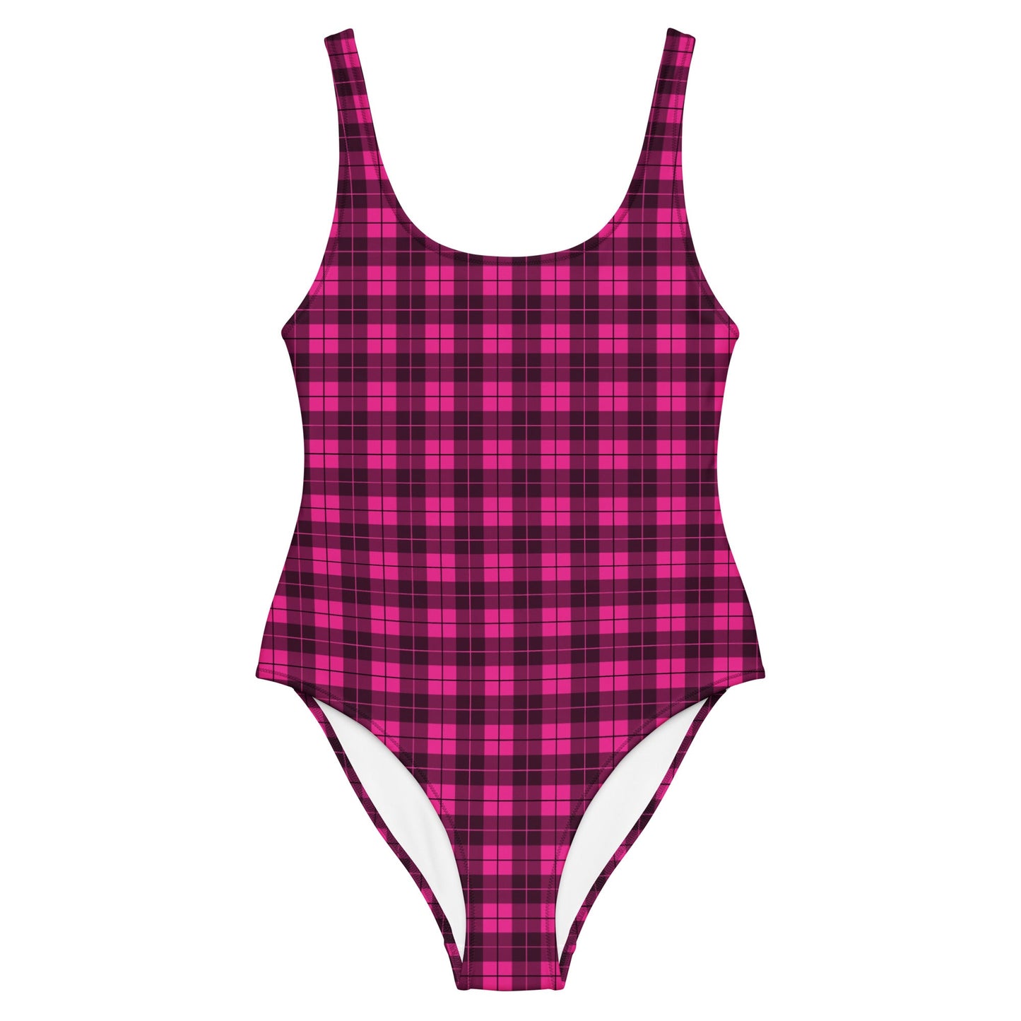 Emo Pink Plaid One - Piece Swimsuit - Graphic Punks