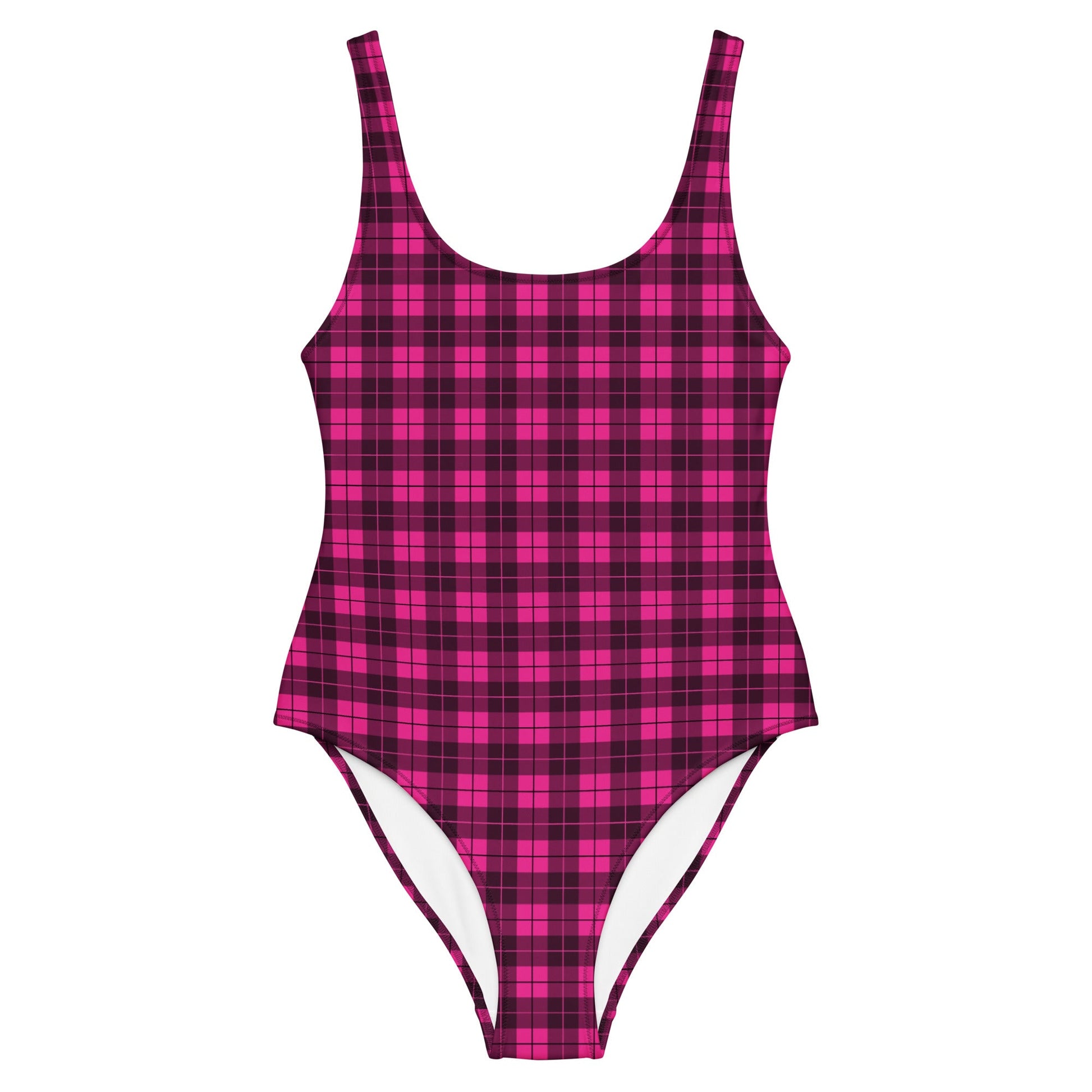Emo Pink Plaid One - Piece Swimsuit - Graphic Punks