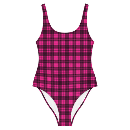 Emo Pink Plaid One - Piece Swimsuit - Graphic Punks