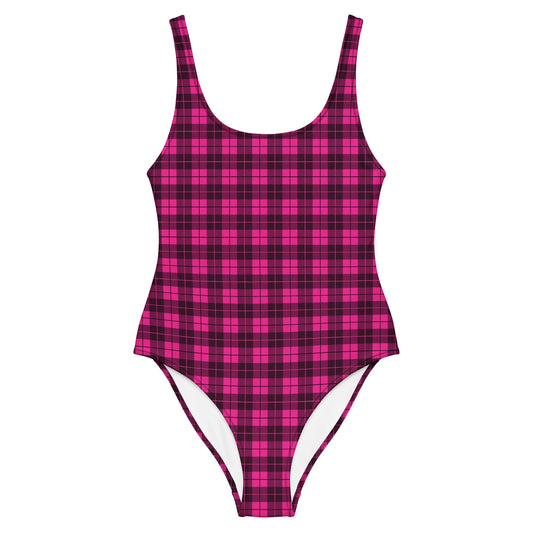 Emo Pink Plaid One - Piece Swimsuit - Graphic Punks