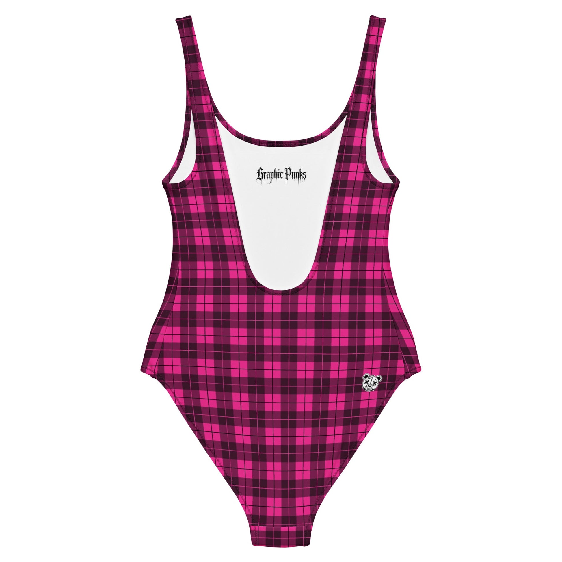 Emo Pink Plaid One - Piece Swimsuit - Graphic Punks