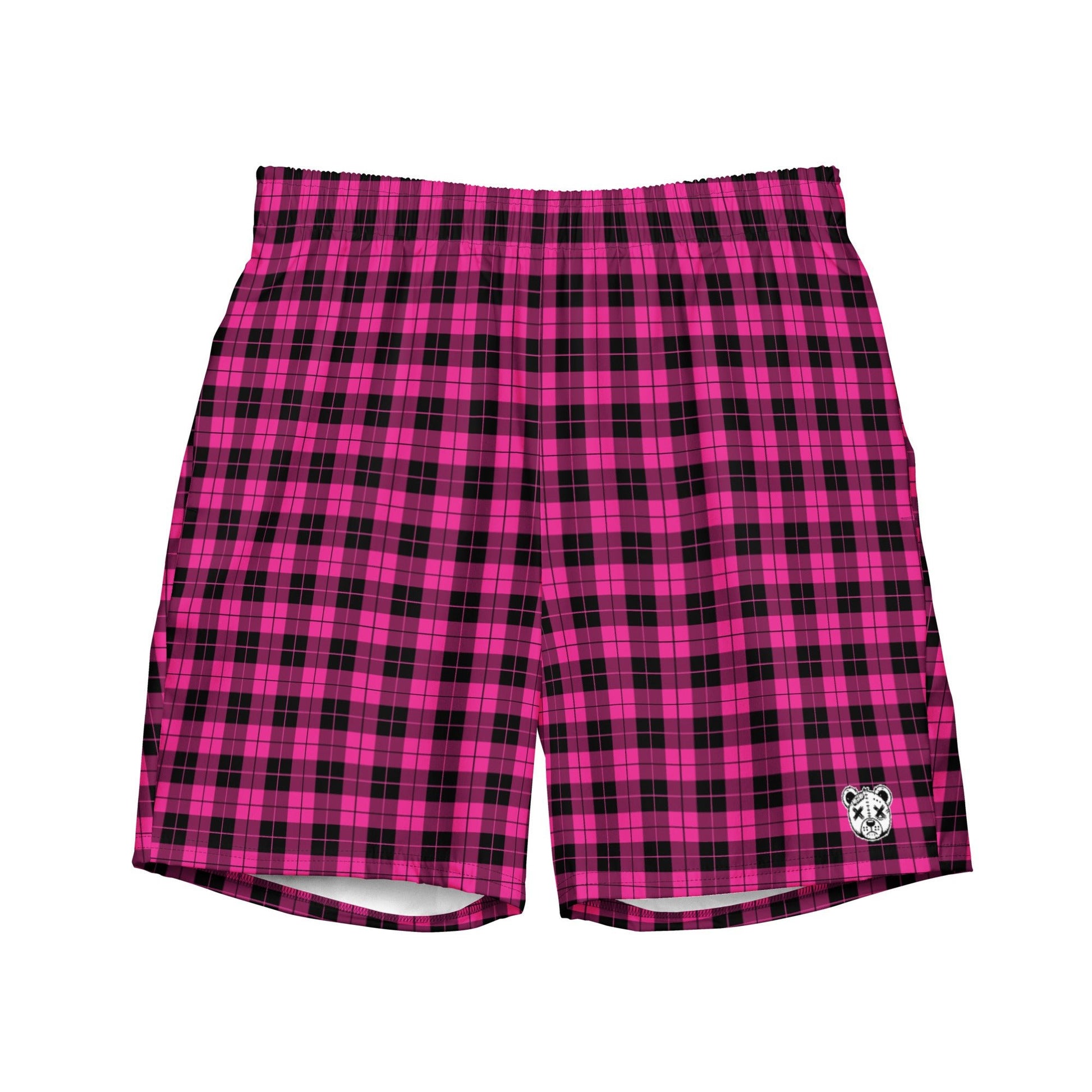 Emo Pink Plaid Swim Trunks - Graphic Punks