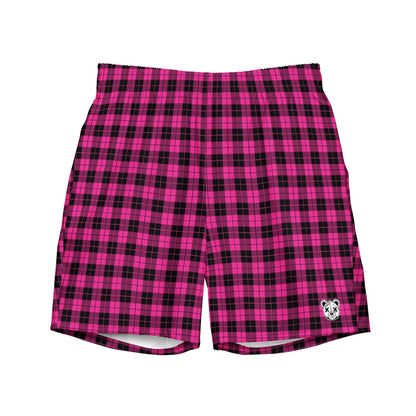 Emo Pink Plaid Swim Trunks - Graphic Punks