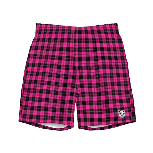 Emo Pink Plaid Swim Trunks - Graphic Punks