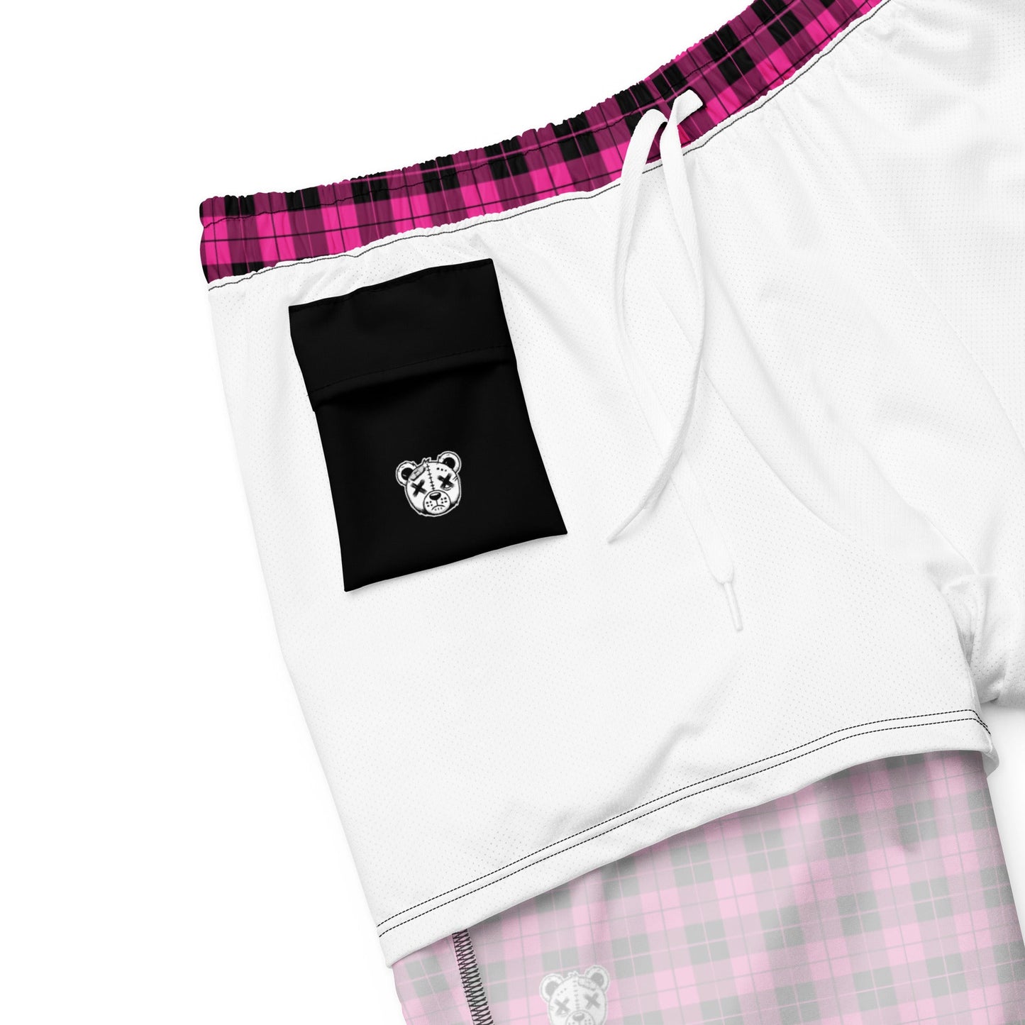 Emo Pink Plaid Swim Trunks - Graphic Punks