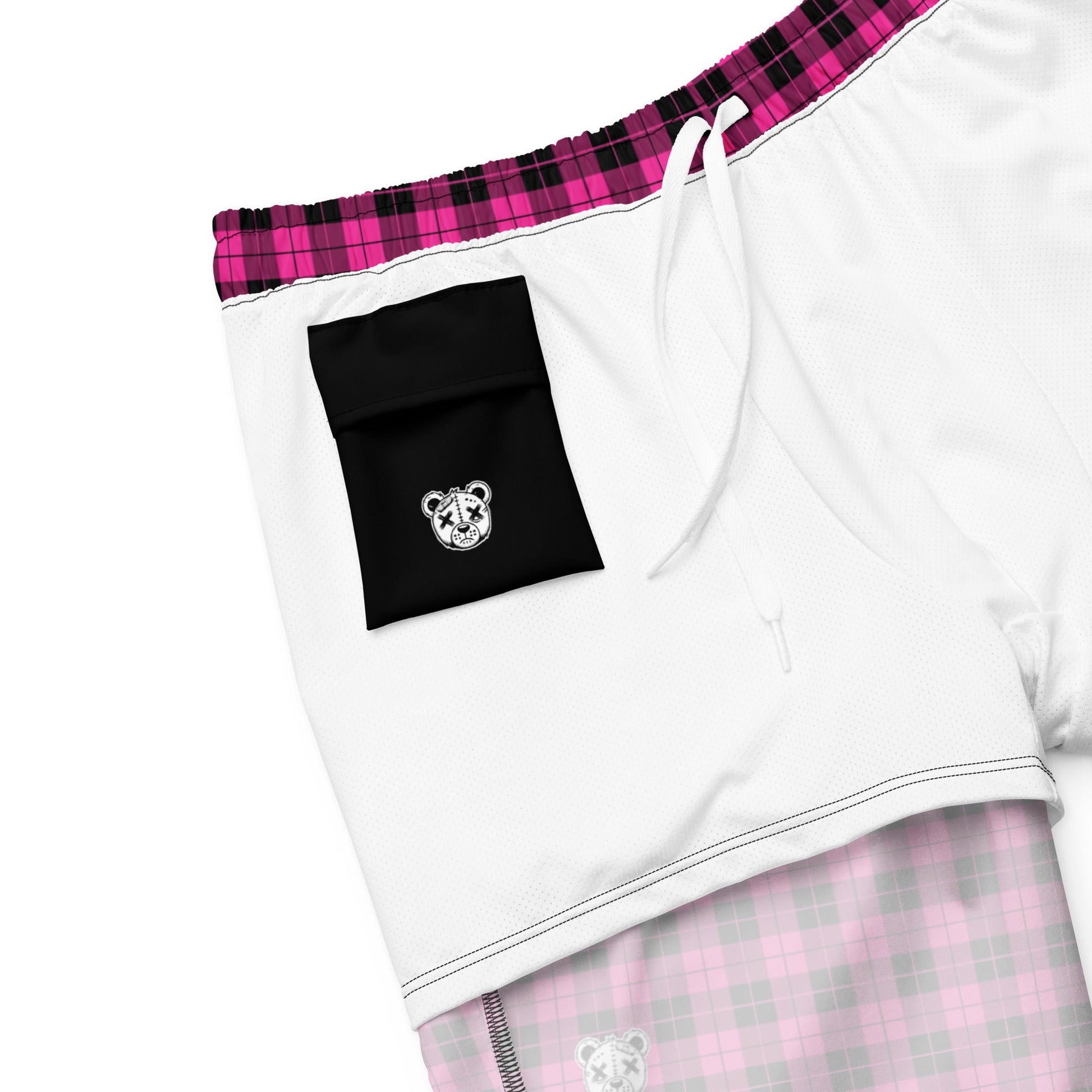 Emo Pink Plaid Swim Trunks - Graphic Punks