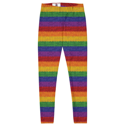 Faux Knitted Rainbow Leggings - Graphic Punks