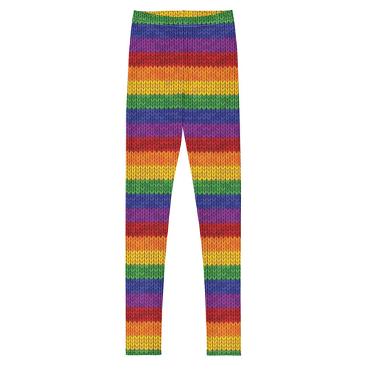 Faux Knitted Rainbow Youth Leggings - Graphic Punks