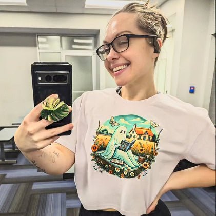 Ghost Reading Crop Top - Graphic Punks