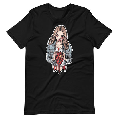 Girl Holding Bloody Heart Unisex t - shirt - Graphic Punks