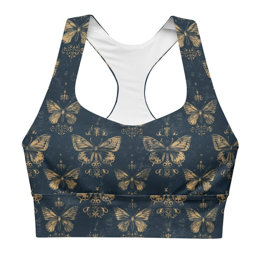 Gothic Moth Longline Sports Bra - Graphic Punks