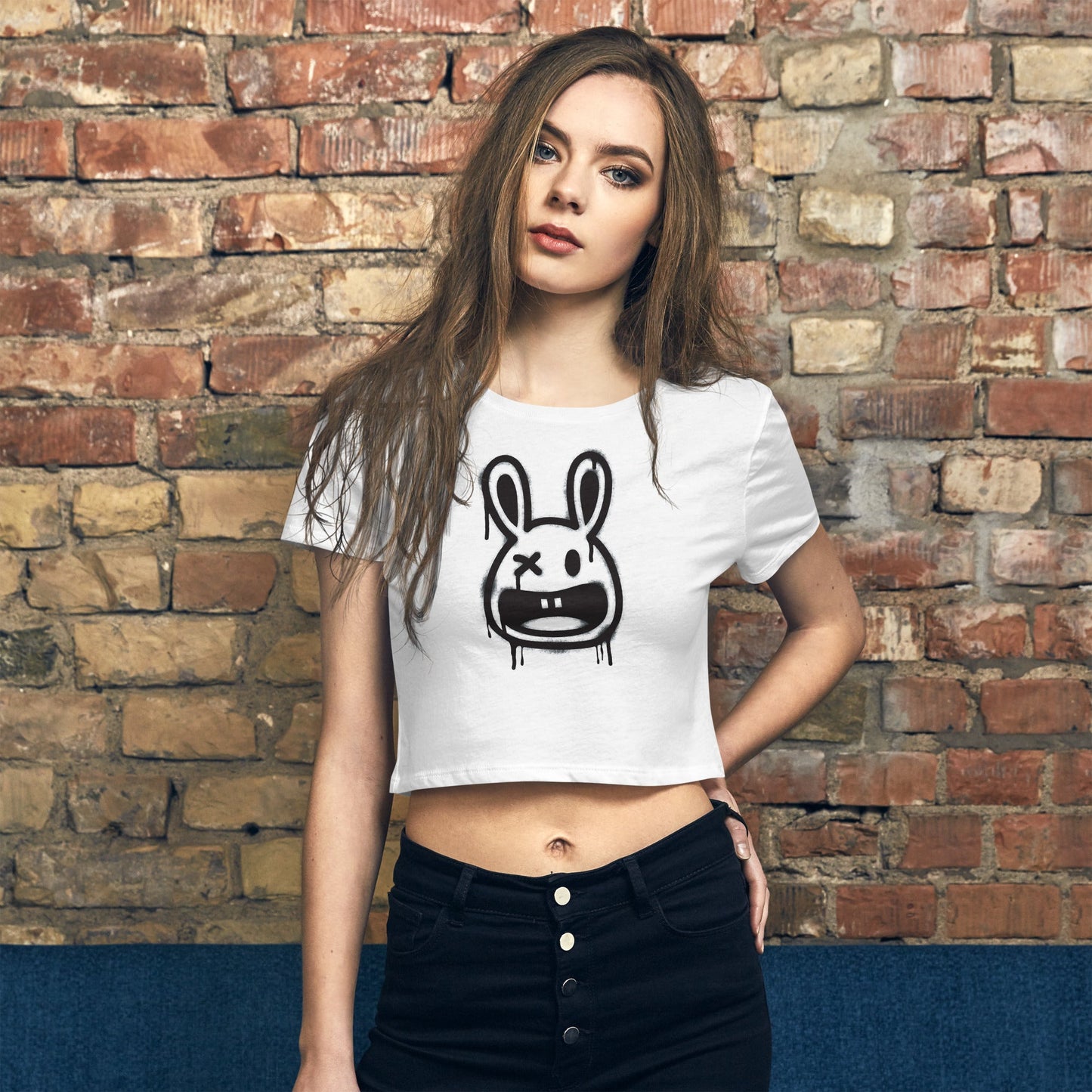 Graffiti Bunny Crop Tee - Graphic Punks