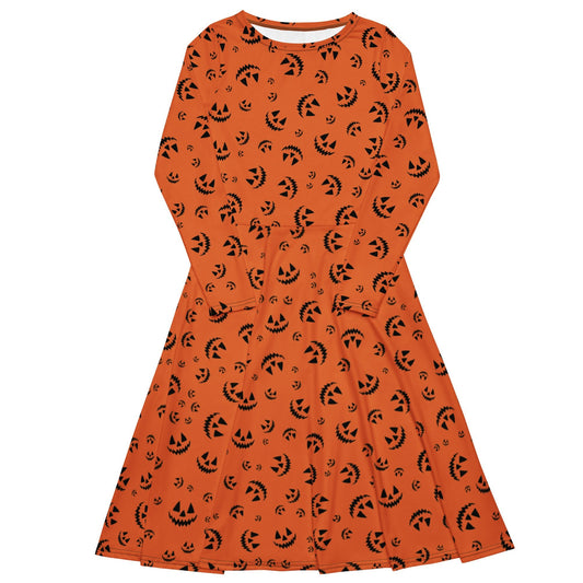 Haunted Harvest Long Sleeve Midi Dress - Graphic Punks
