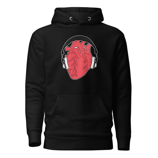 Heart with Headphones Unisex Hooded Pullover - Graphic Punks