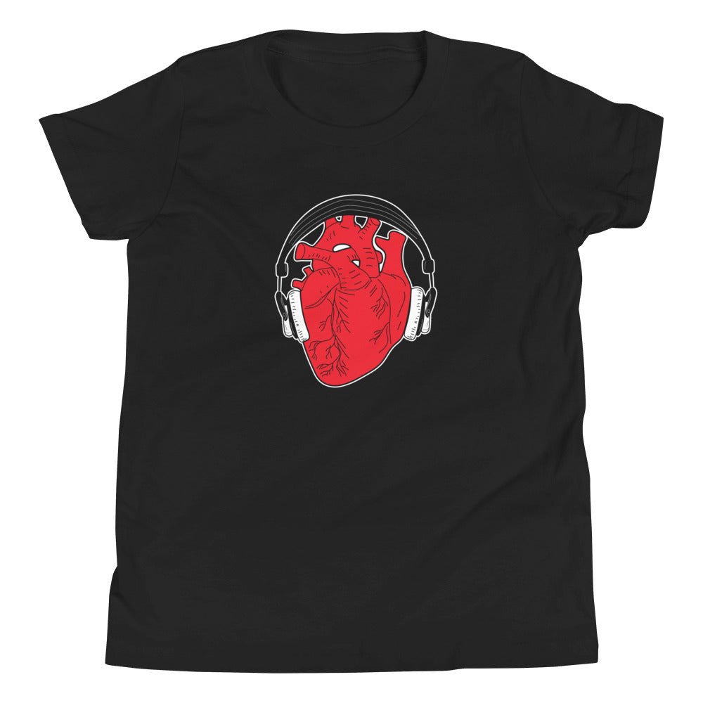 Heart with Headphones Youth Short Sleeve Tee - Graphic Punks