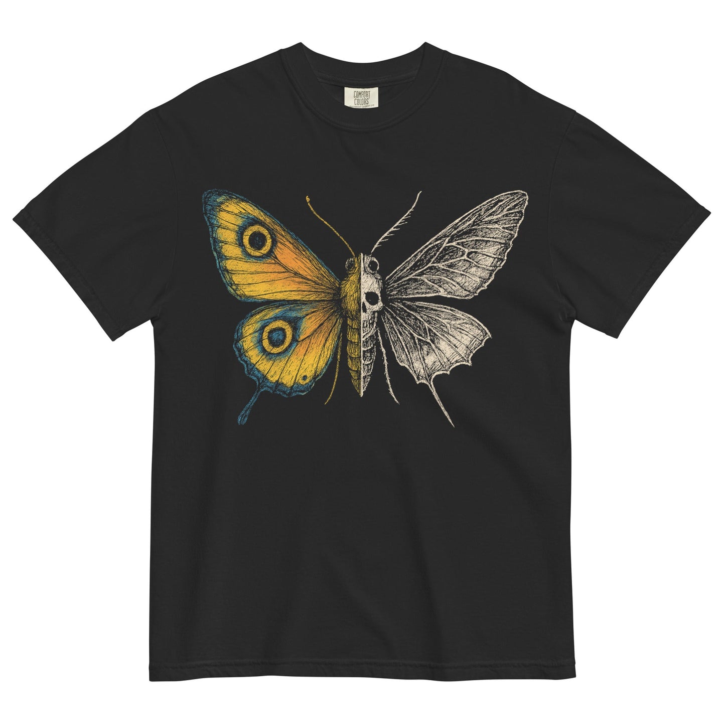Life & Death Moth Garment - Dyed Heavyweight T-shirt - Graphic Punks