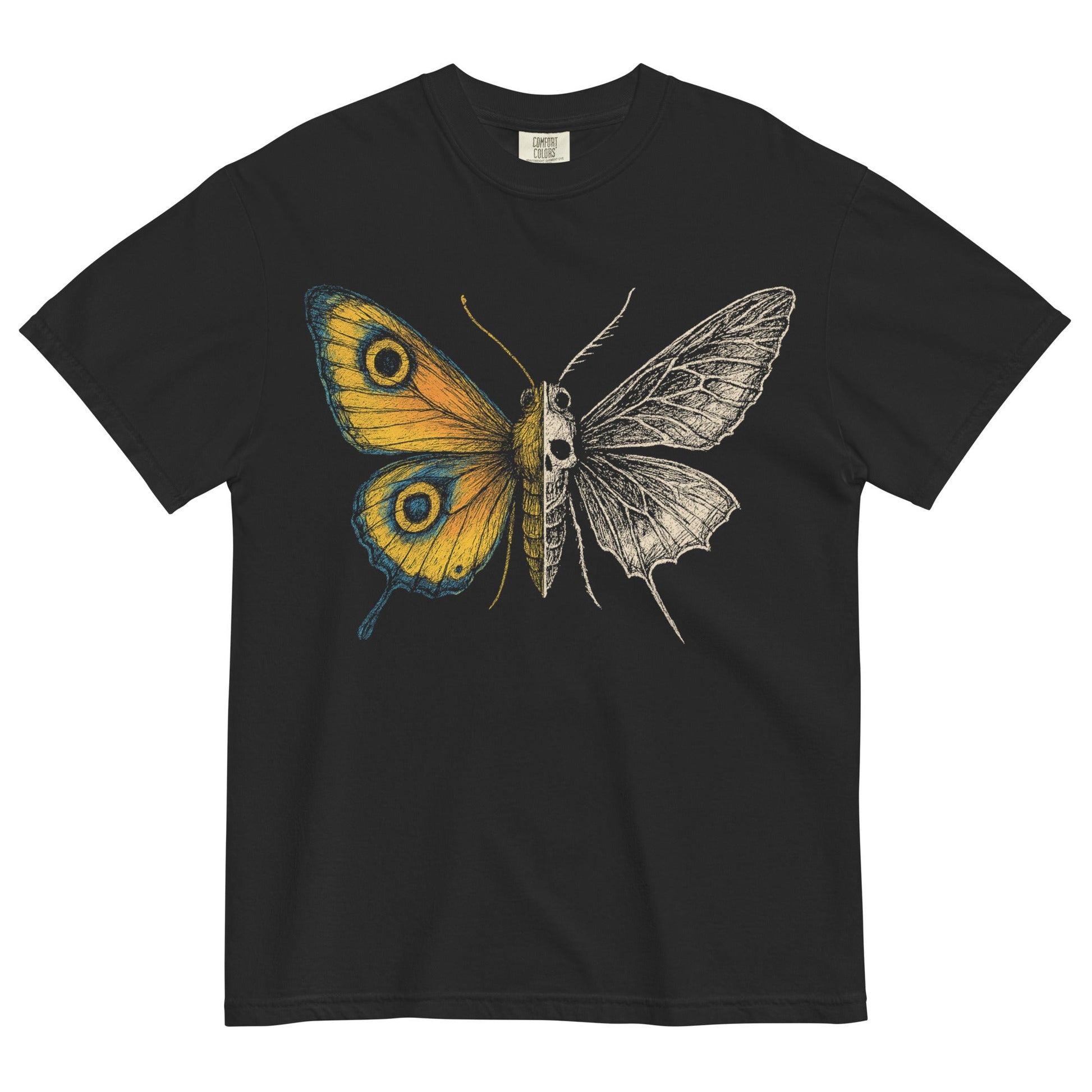 Life & Death Moth Garment - Dyed Heavyweight T-shirt - Graphic Punks