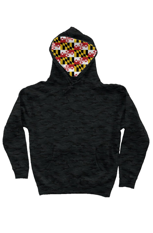 Maryland Flag Black Camo Heavyweight Pullover - Graphic Punks