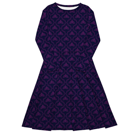 Moth Long Sleeve Midi Dress - Graphic Punks