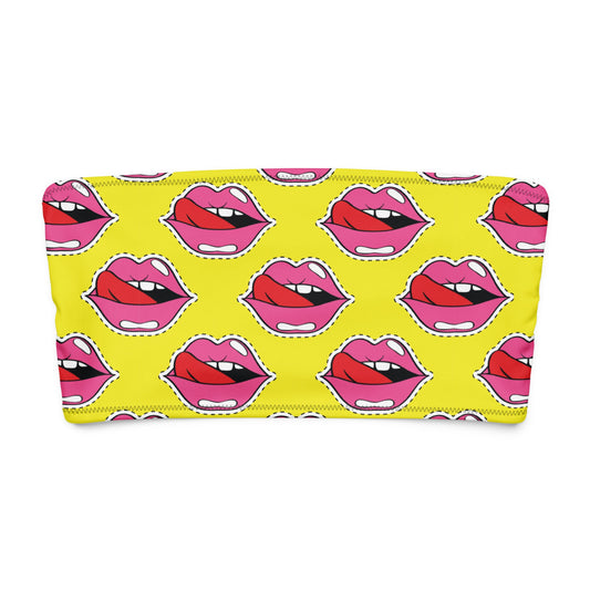 Old School Lips Bandeau Bikini Top - Graphic Punks