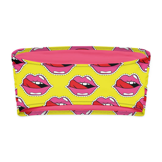 Old School Lips Bandeau Bikini Top - Graphic Punks