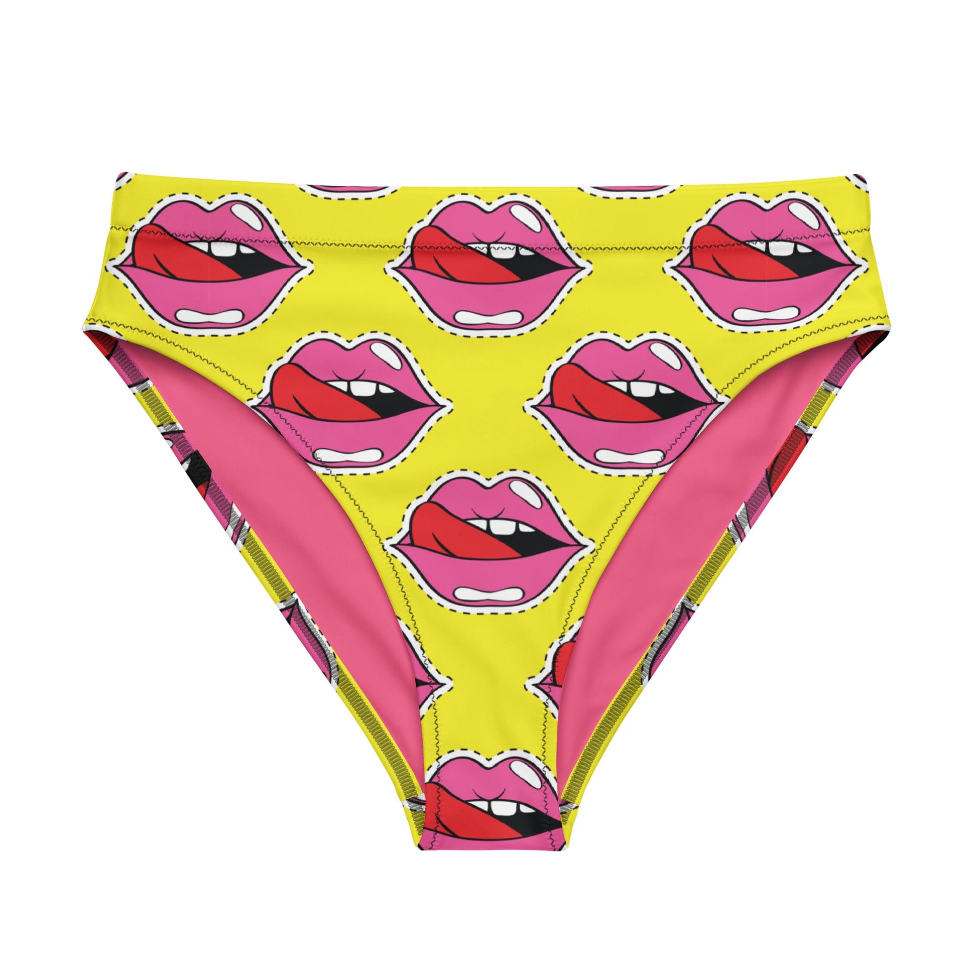 Old School Lips High - Waisted Bikini Bottom - Graphic Punks