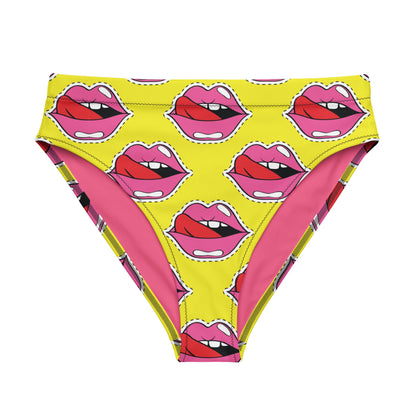 Old School Lips High - Waisted Bikini Bottom - Graphic Punks