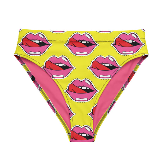 Old School Lips High - Waisted Bikini Bottom - Graphic Punks