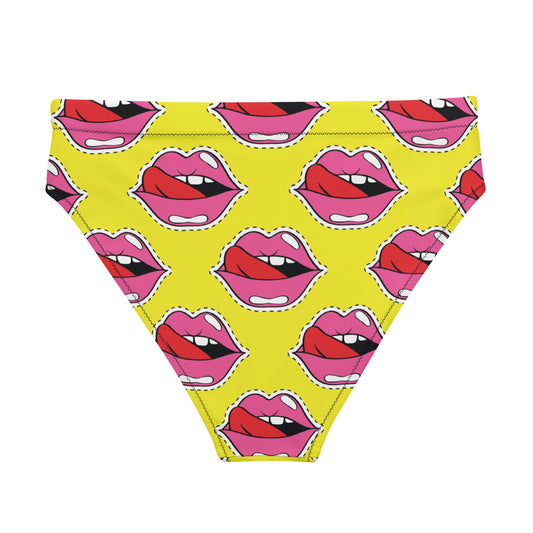 Old School Lips High - Waisted Bikini Bottom - Graphic Punks