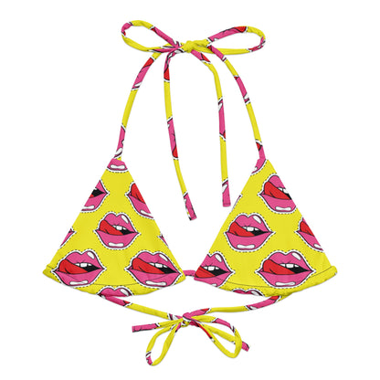 Old School Lips String Bikini Top - Graphic Punks