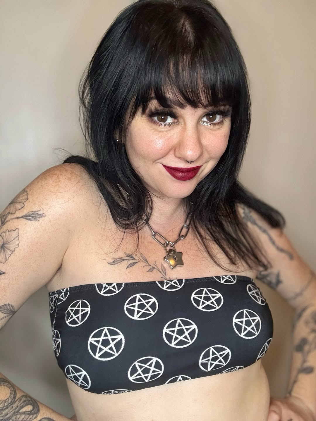 Pentagram Bandeau Bikini Top - Graphic Punks