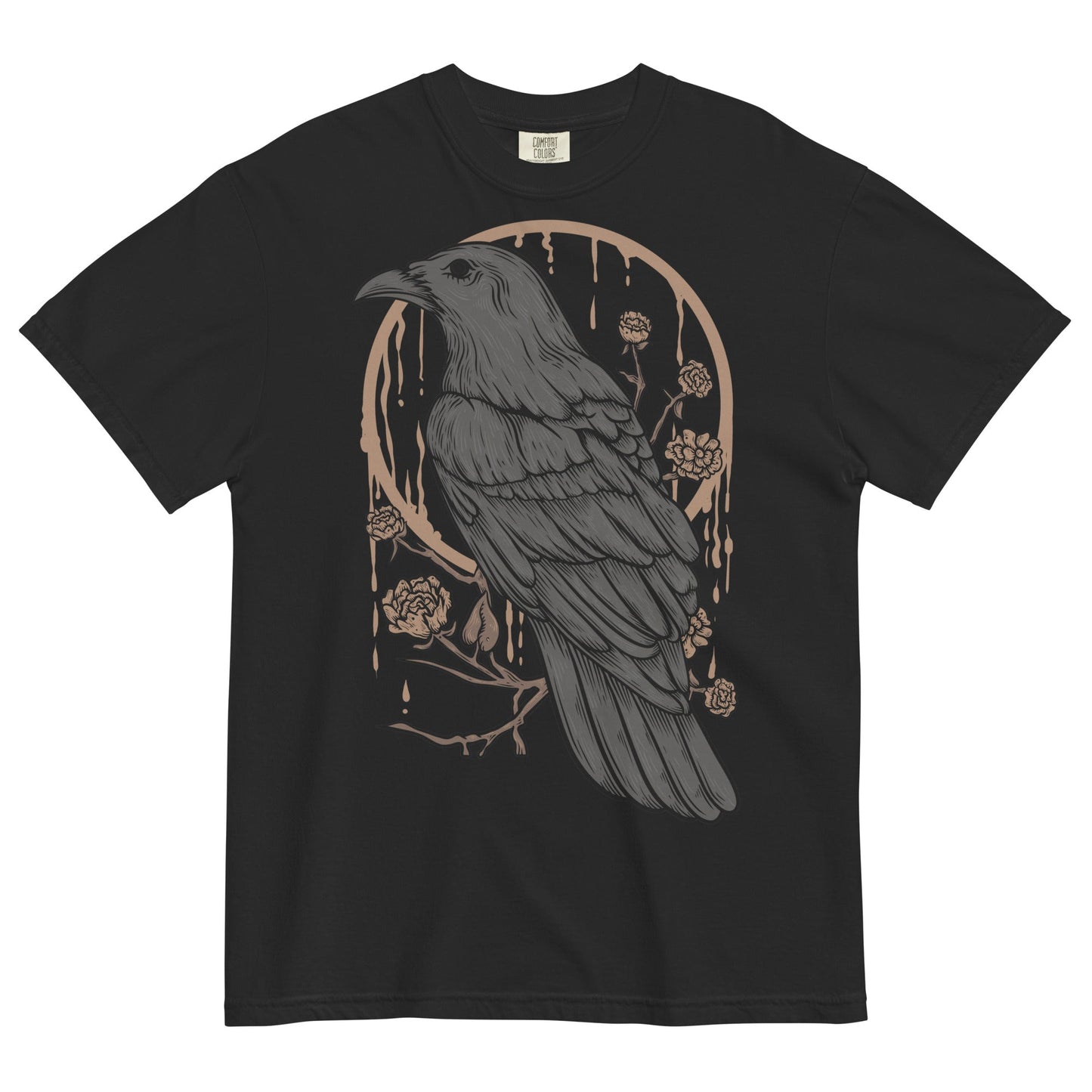 Perched Raven Garment - Dyed Heavyweight T-Shirt - Graphic Punks