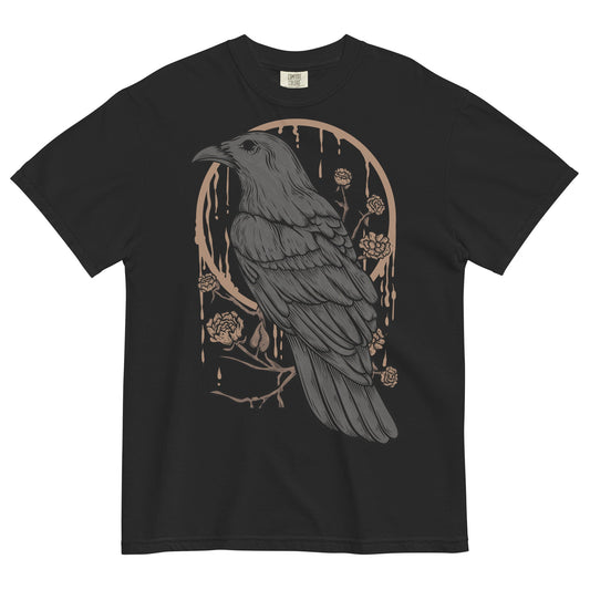 Perched Raven Garment - Dyed Heavyweight T-Shirt - Graphic Punks