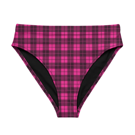 Pink Plaid High - Waisted Bikini Bottom - Graphic Punks